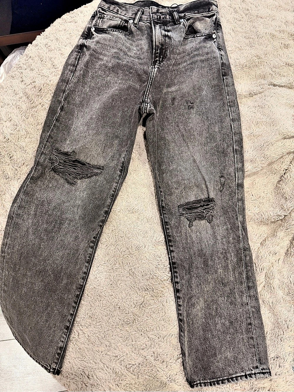 Express Straight Leg High Rise Distressed Gray Jeans Waist 2R NWT